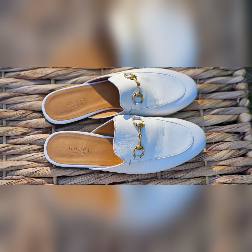 Gucci Princetown Leather Mule, Mystic White, 36 1/2